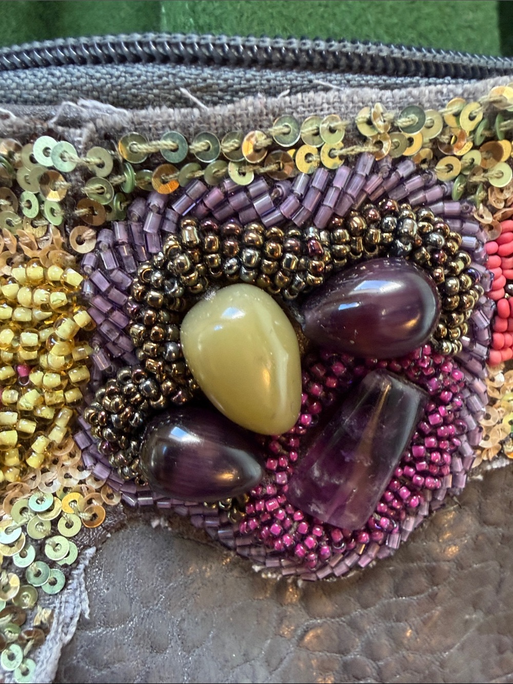 Mary Frances Gray Multicolor Beaded Floral Appliqué Shoulder Bag - Picture 7 of 16